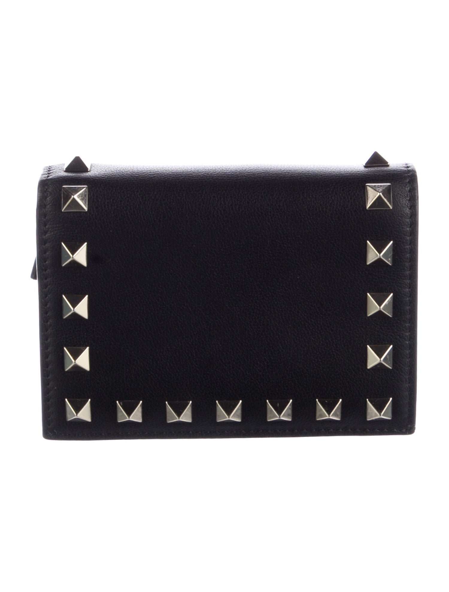 Valentino Rockstud Accents Leather Compact Wallet