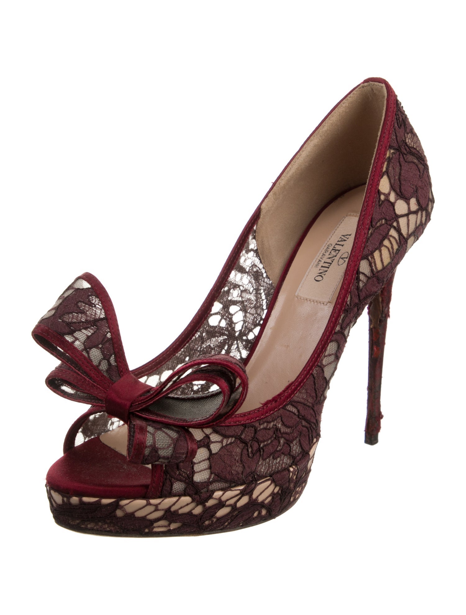 Valentino Lace Mesh Accents Pumps