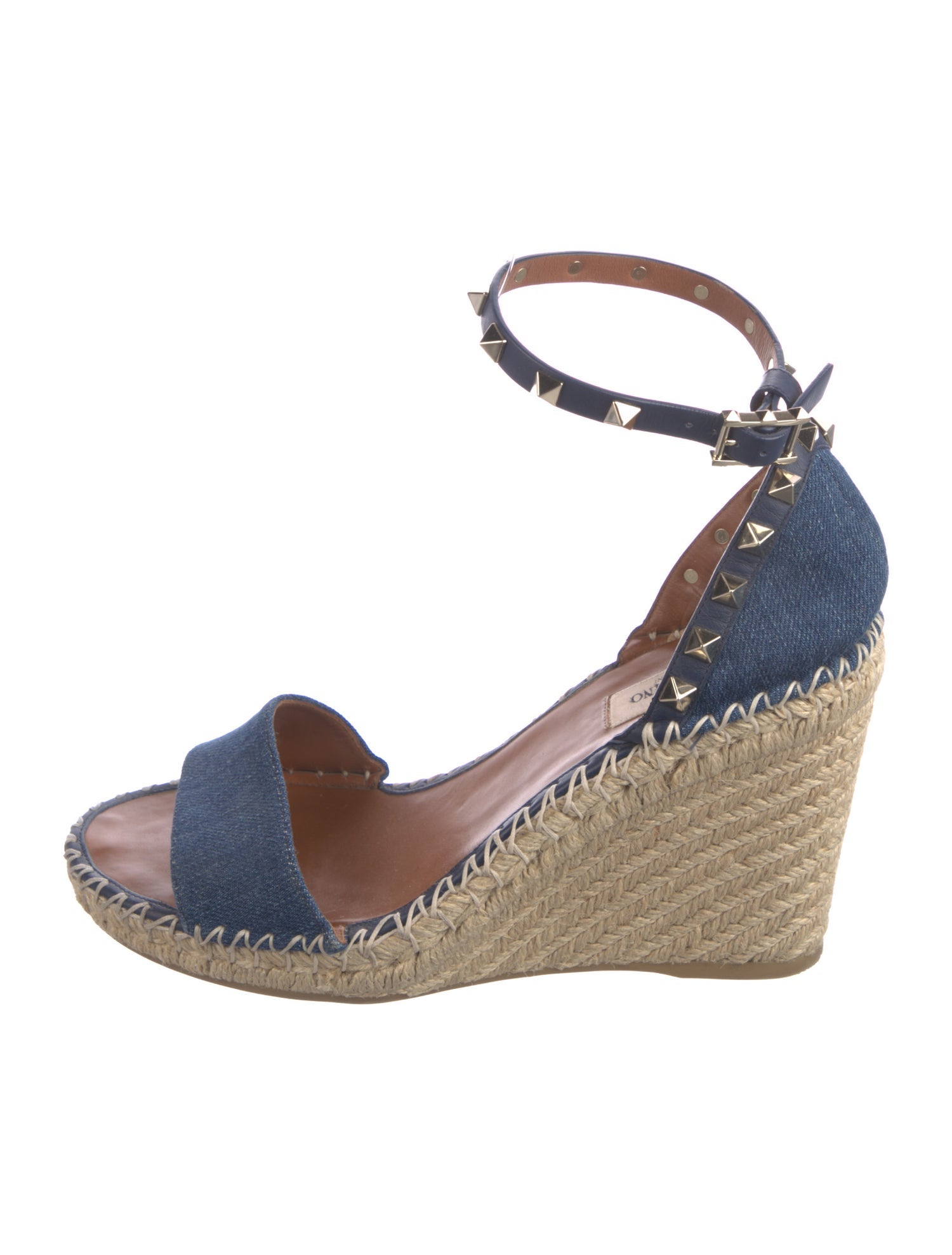 Valentino Rockstud Accents Denim Espadrilles