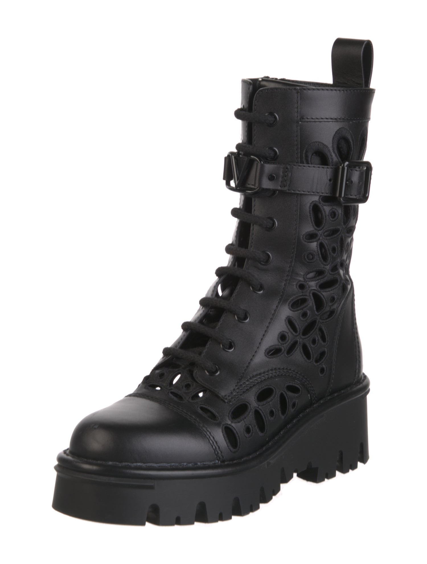 Valentino Leather Combat Boots