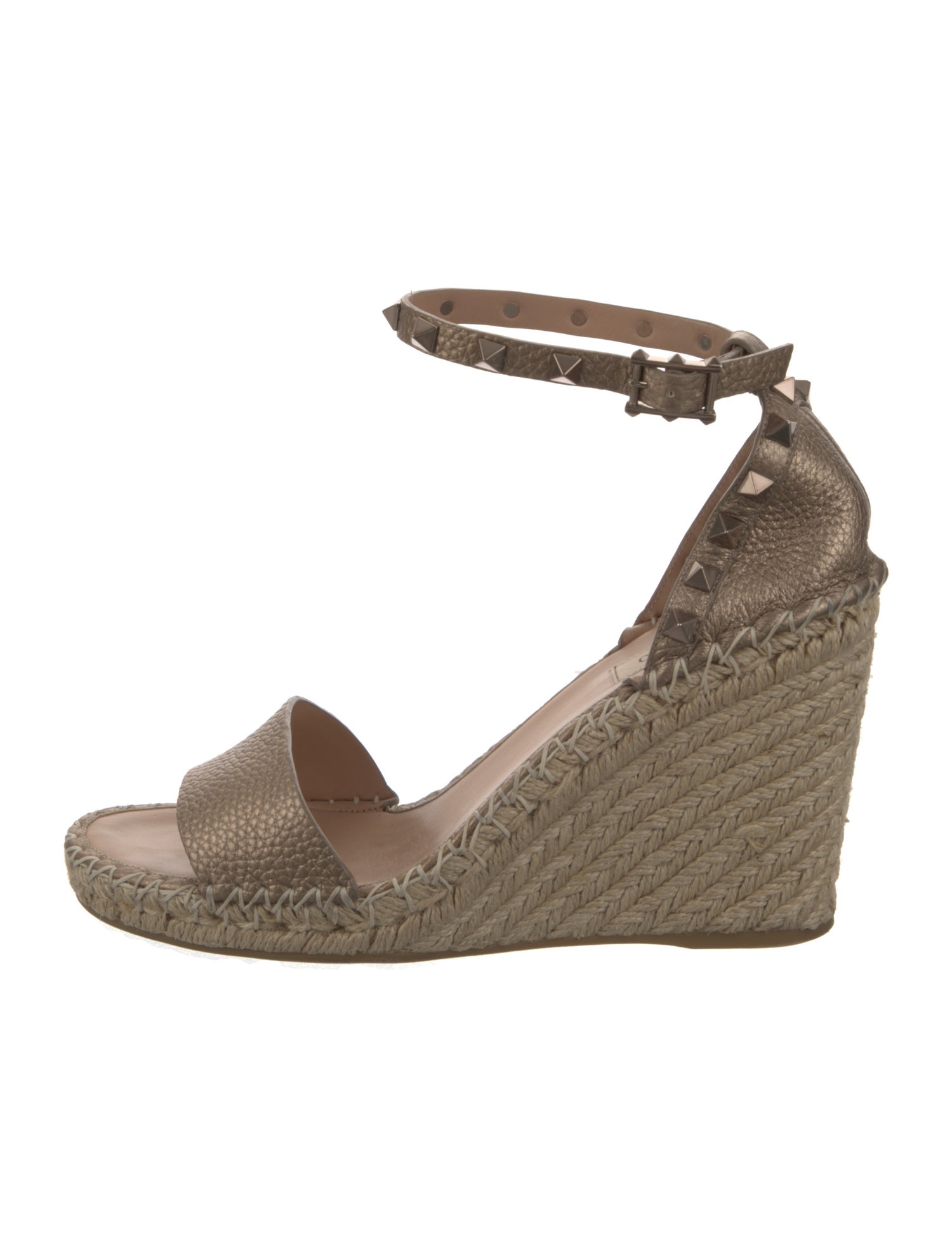 Valentino Rockstud Accents Leather Espadrilles