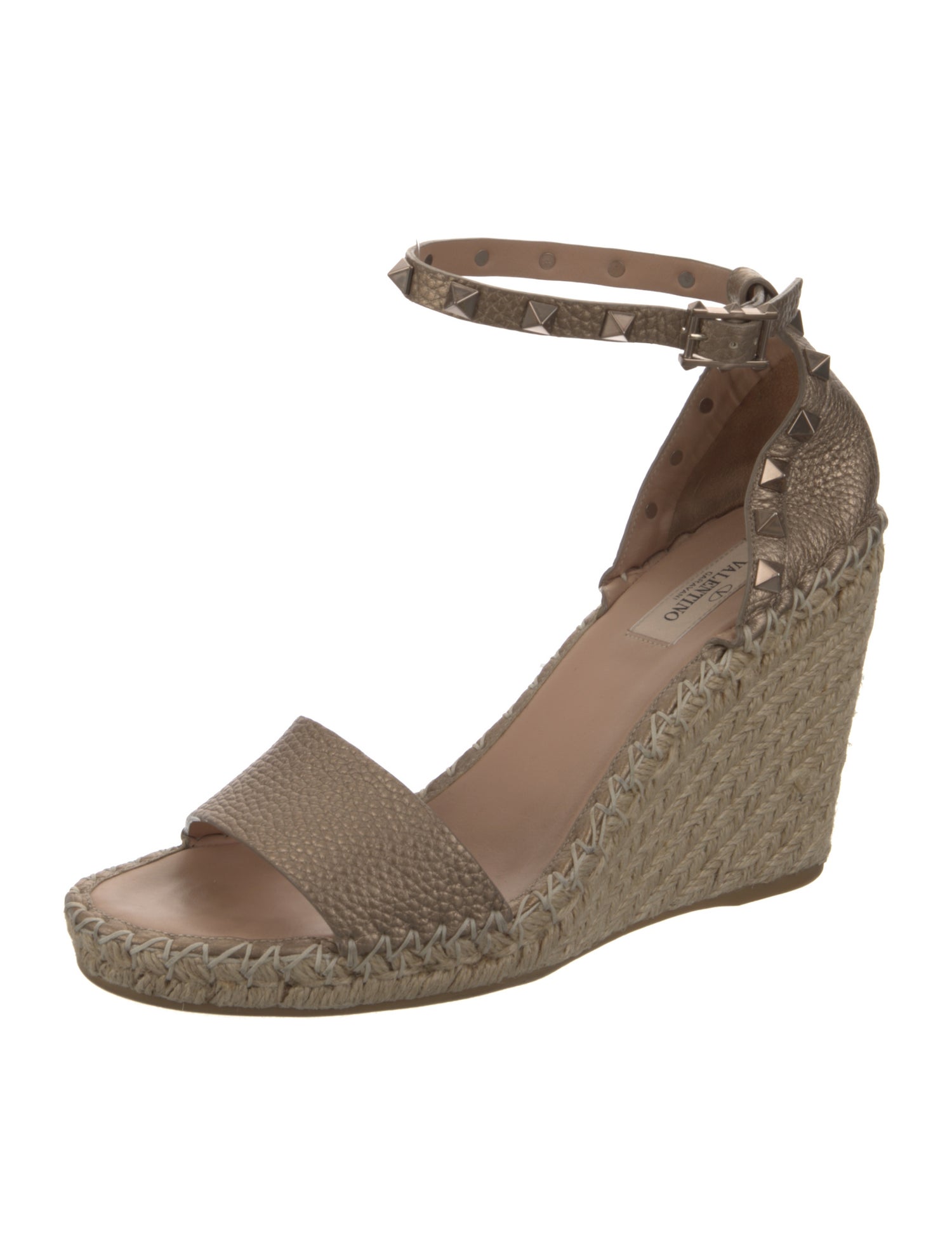 Valentino Rockstud Accents Leather Espadrilles