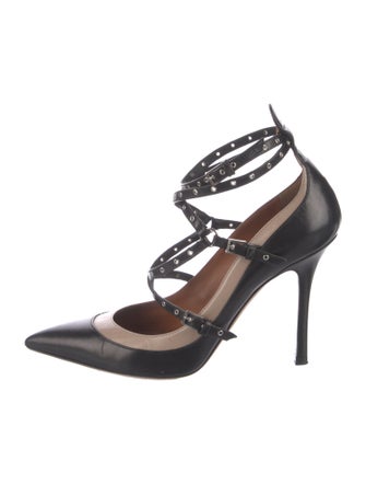 Valentino Leather Eyelet Trim Pumps