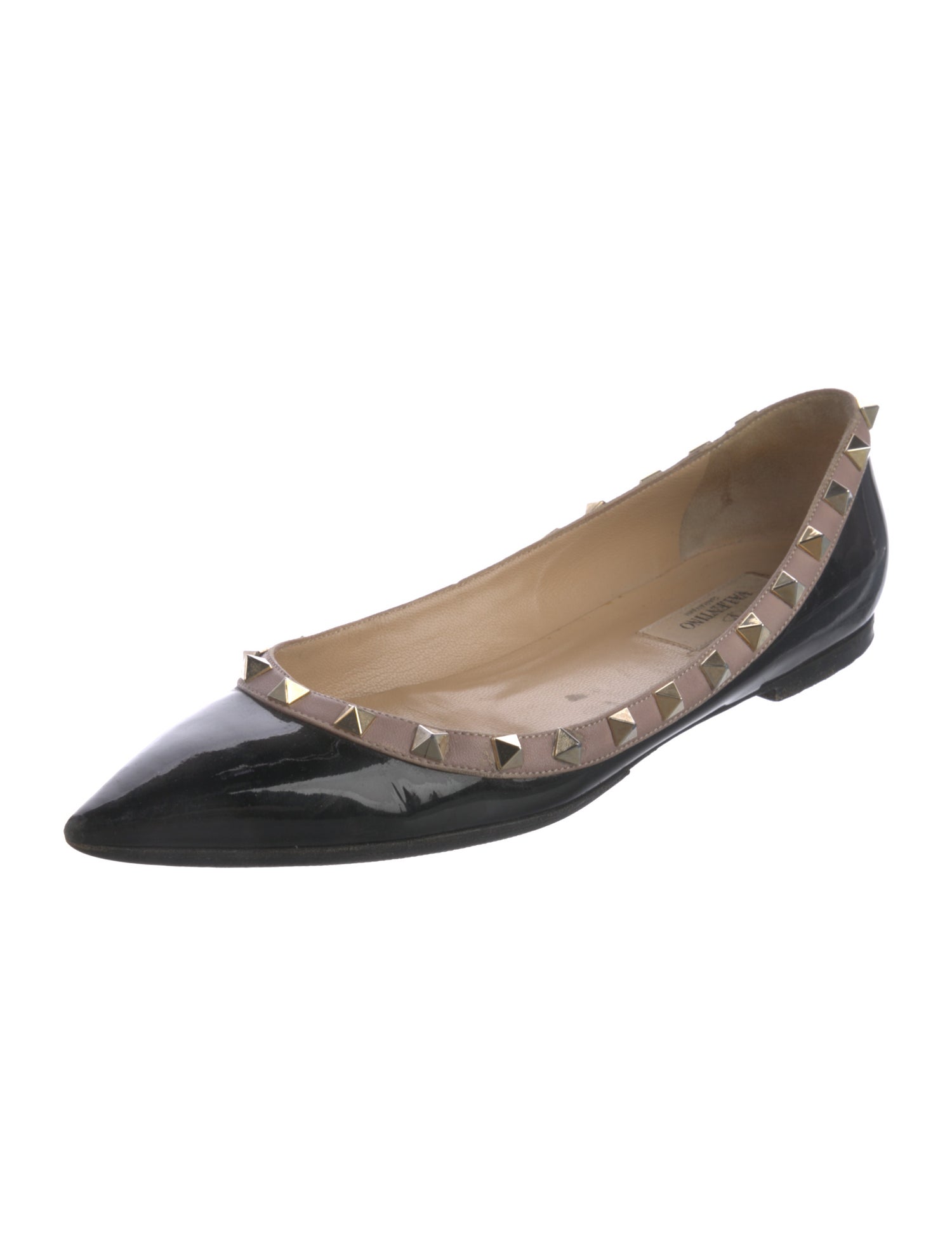 Valentino Rockstud Accents Patent Leather Ballet Flats