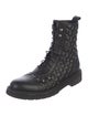 Valentino Quilted Pattern Leather Combat Boots