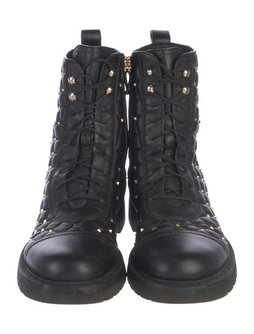 Valentino Quilted Pattern Leather Combat Boots