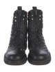 Valentino Quilted Pattern Leather Combat Boots