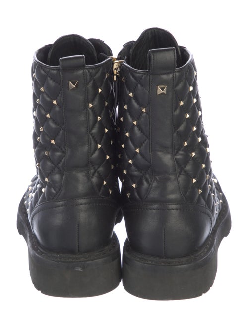 Valentino Quilted Pattern Leather Combat Boots