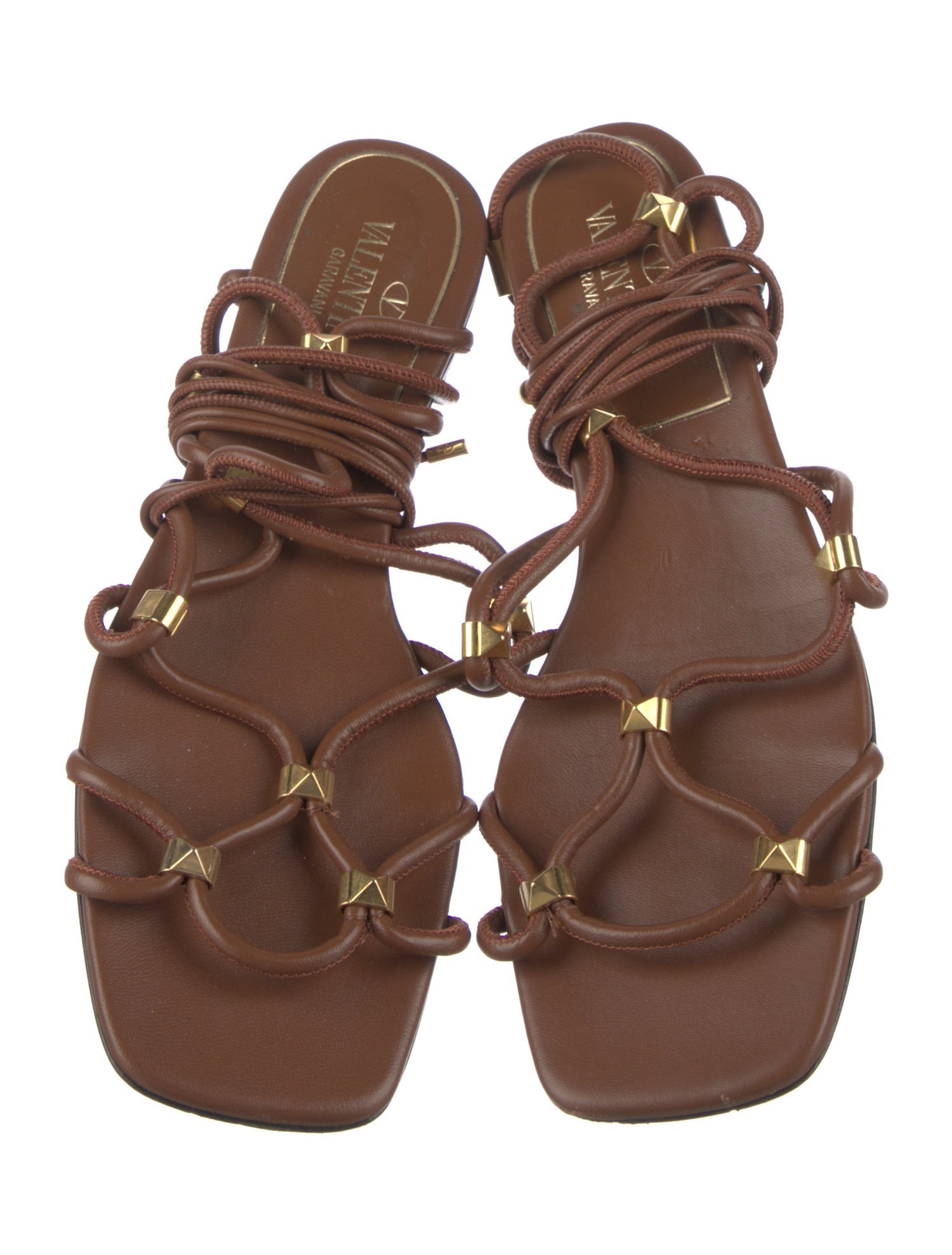 Valentino Rockstud Accents Leather Gladiator Sandals