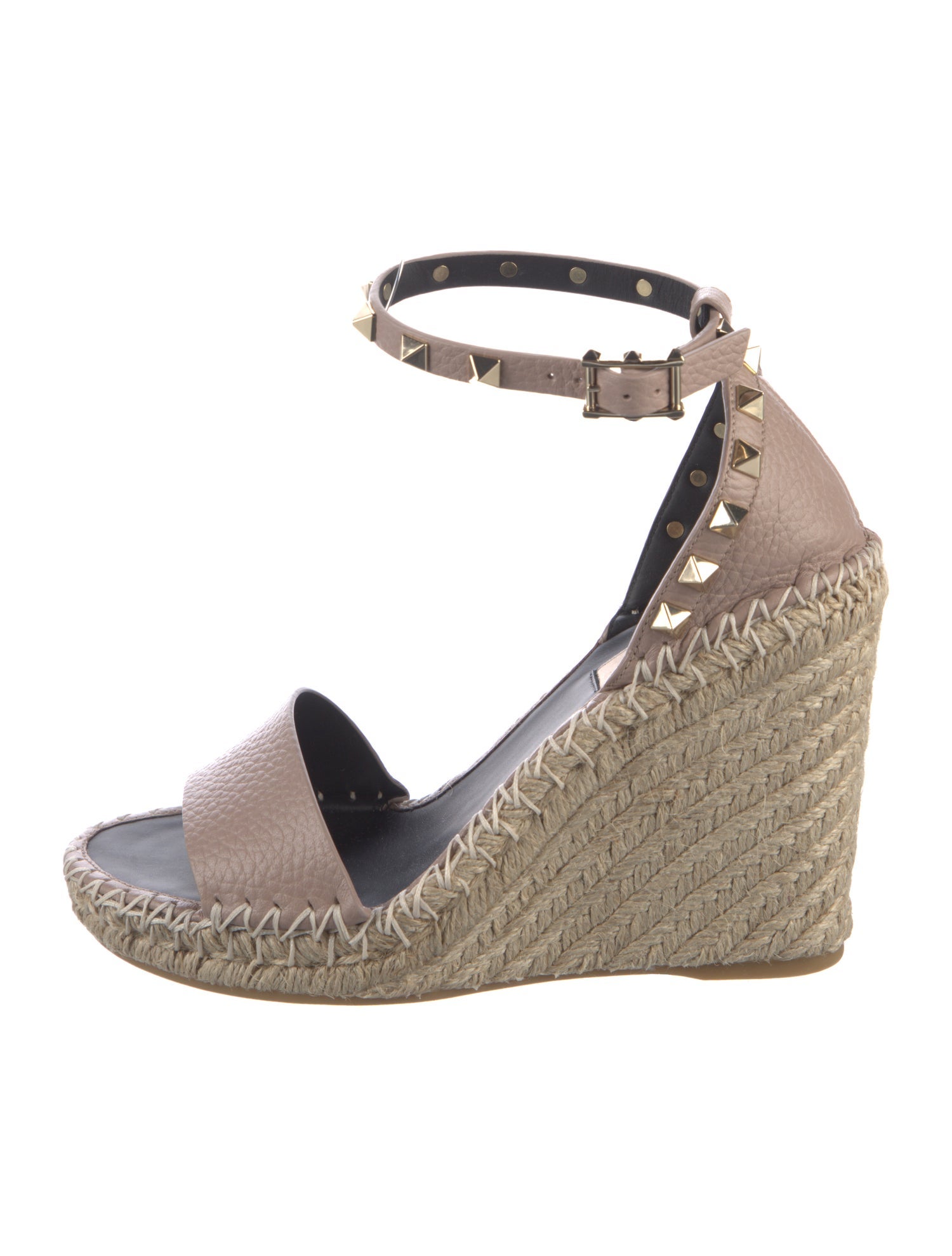 Valentino Rockstud Accents Leather Espadrilles