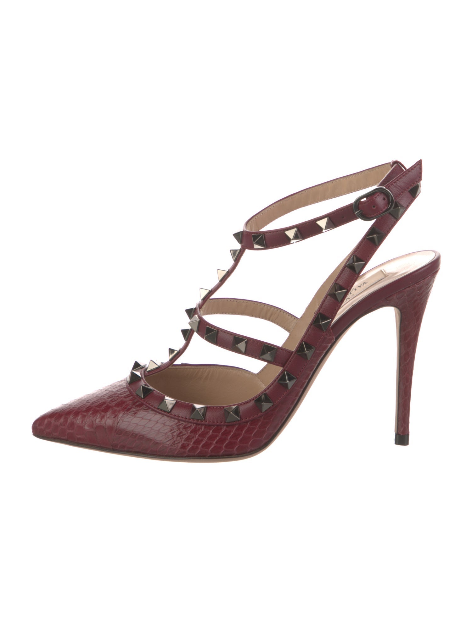 Valentino Rockstud Accents Leather T-Strap Pumps