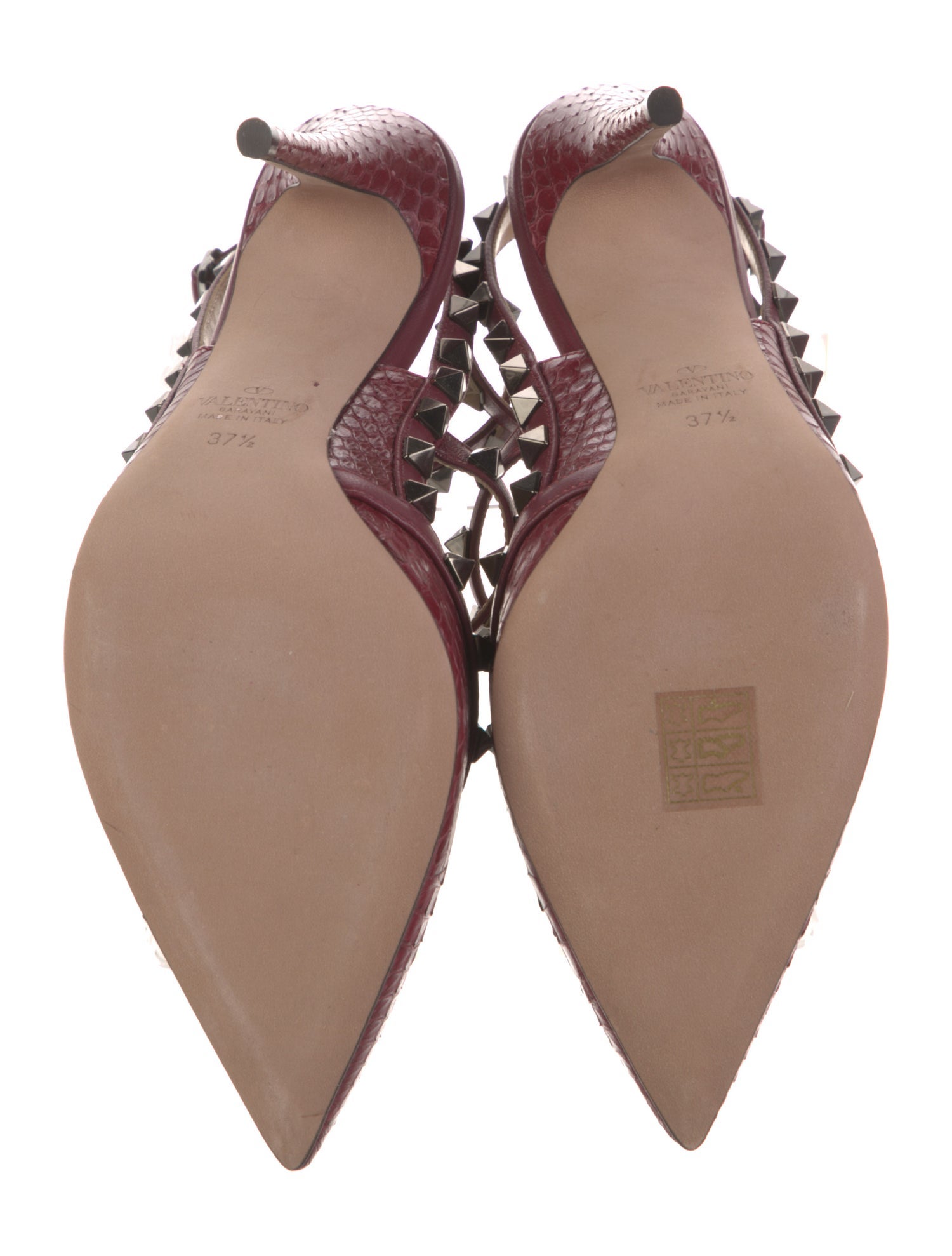 Valentino Rockstud Accents Leather T-Strap Pumps
