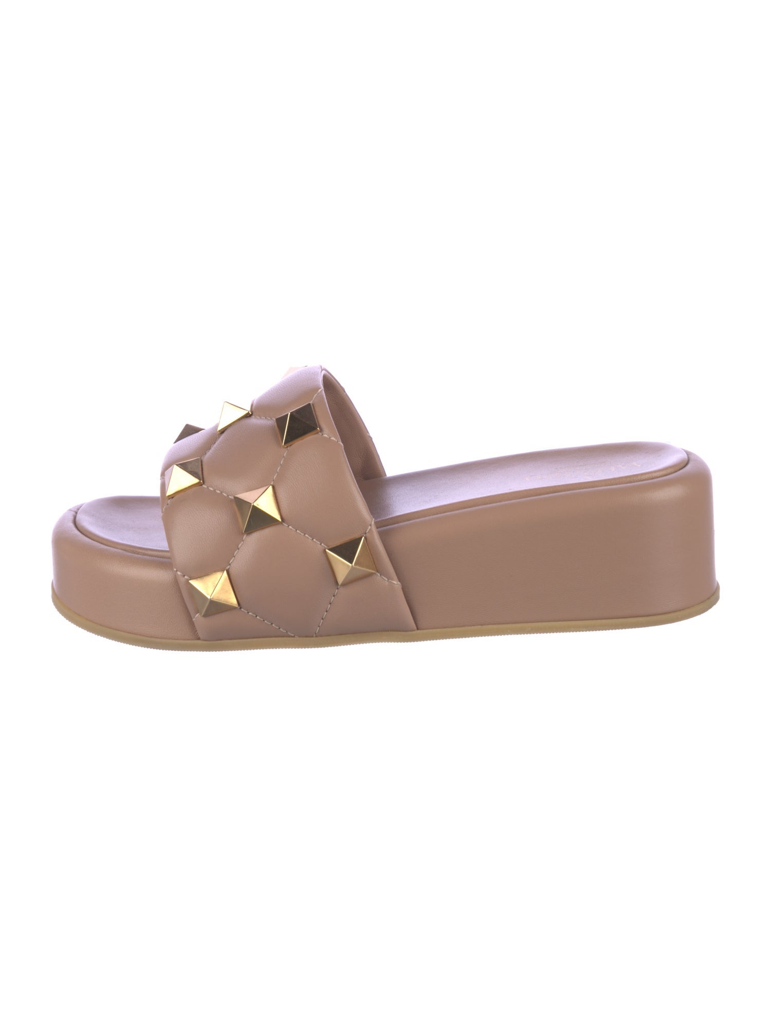 Valentino Rockstud Accents Leather Slides