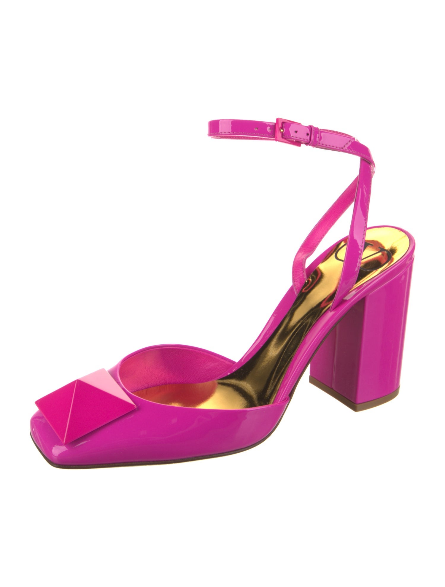 Valentino Rockstud Accents Patent Leather Slingback Pumps