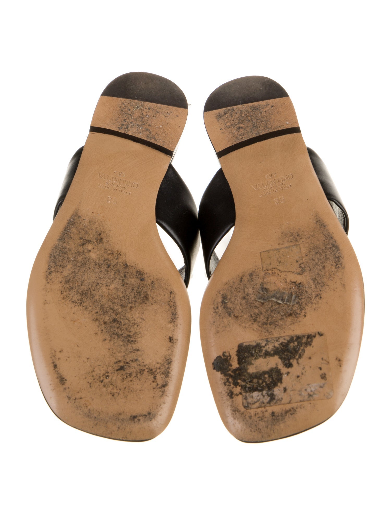 Valentino Rockstud Accents Leather Slides