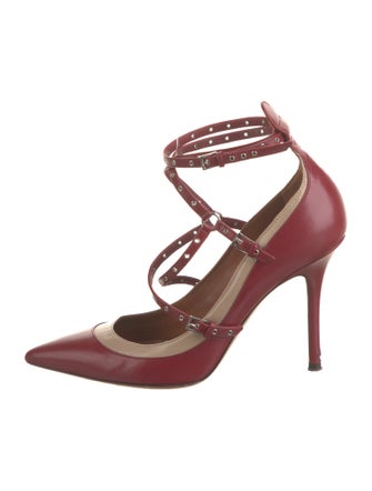 Valentino Leather Colorblock Pattern Pumps