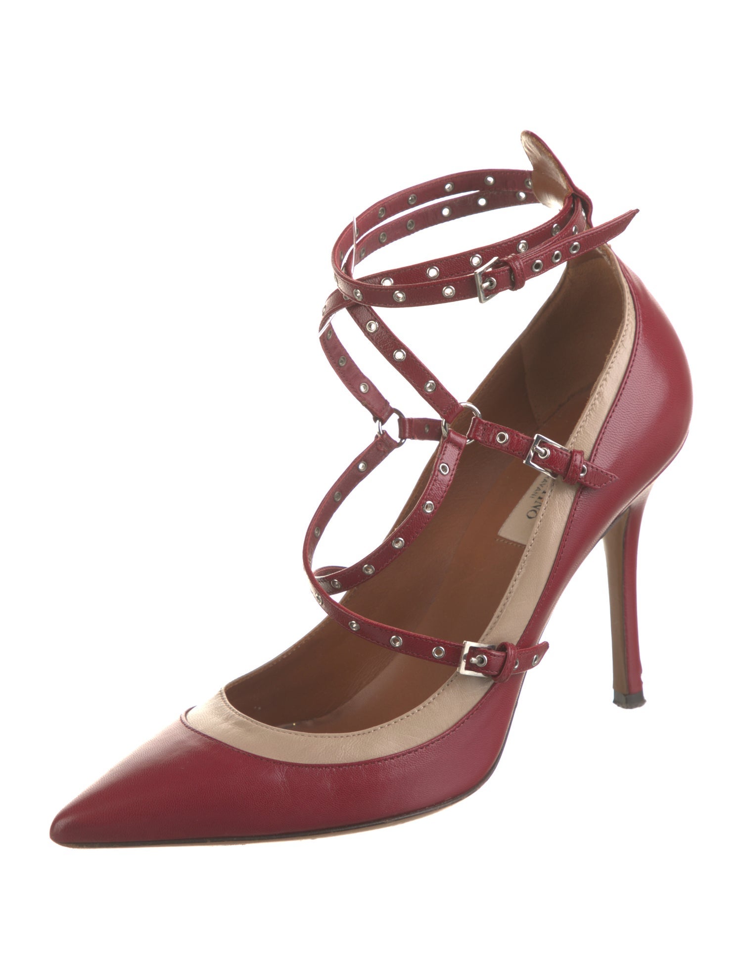 Valentino Leather Colorblock Pattern Pumps