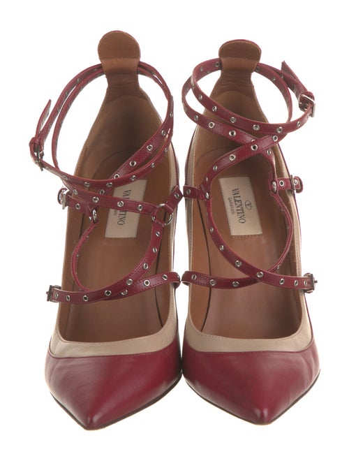 Valentino Leather Colorblock Pattern Pumps