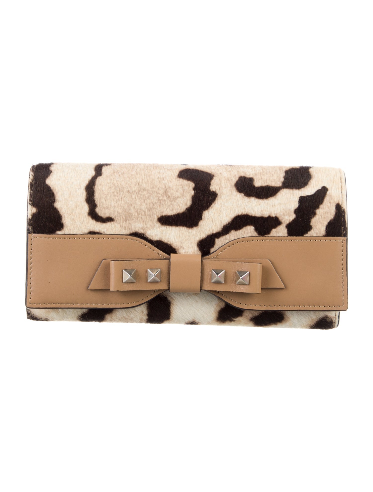 Valentino Calf Hair Animal Print Continental Wallet