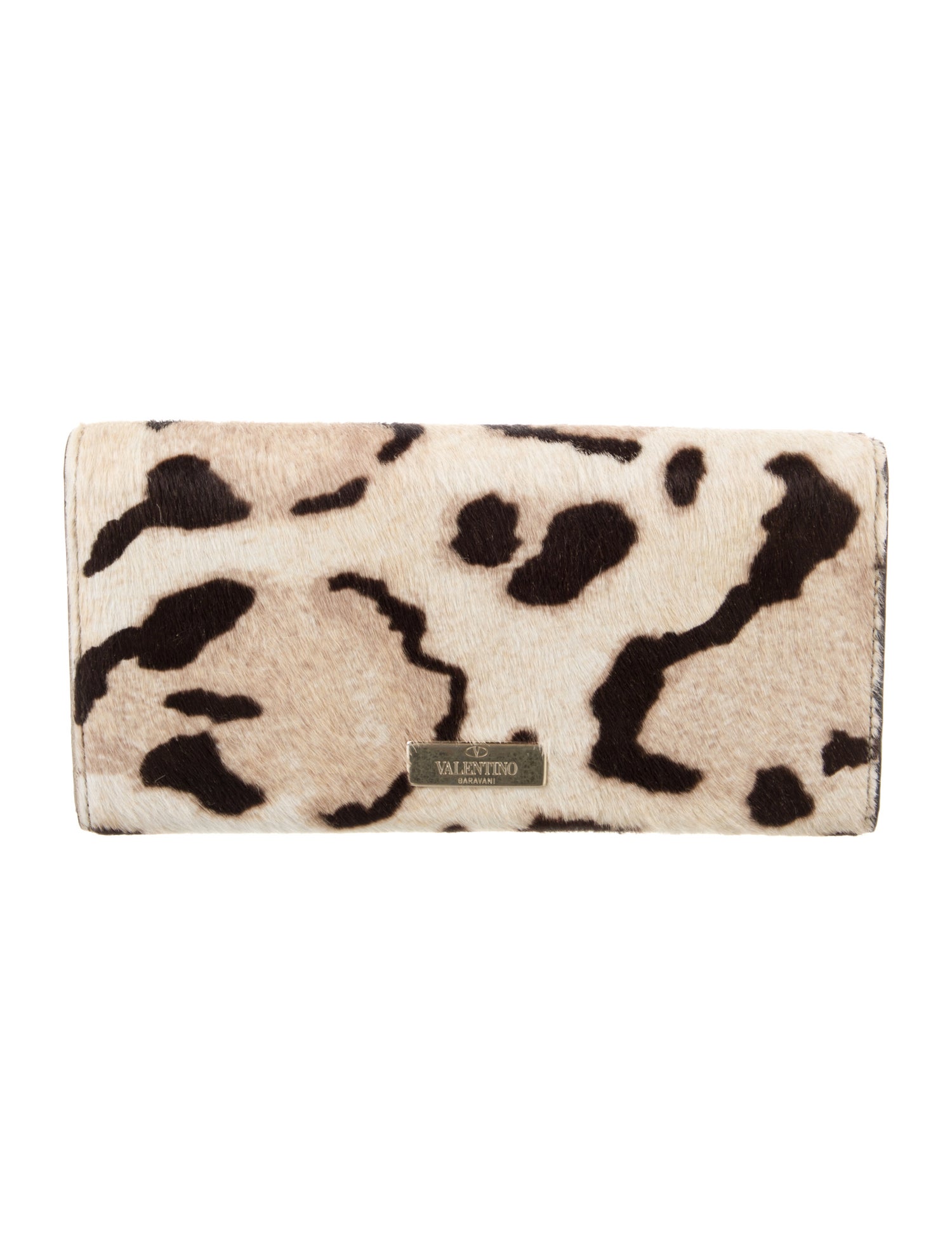 Valentino Calf Hair Animal Print Continental Wallet