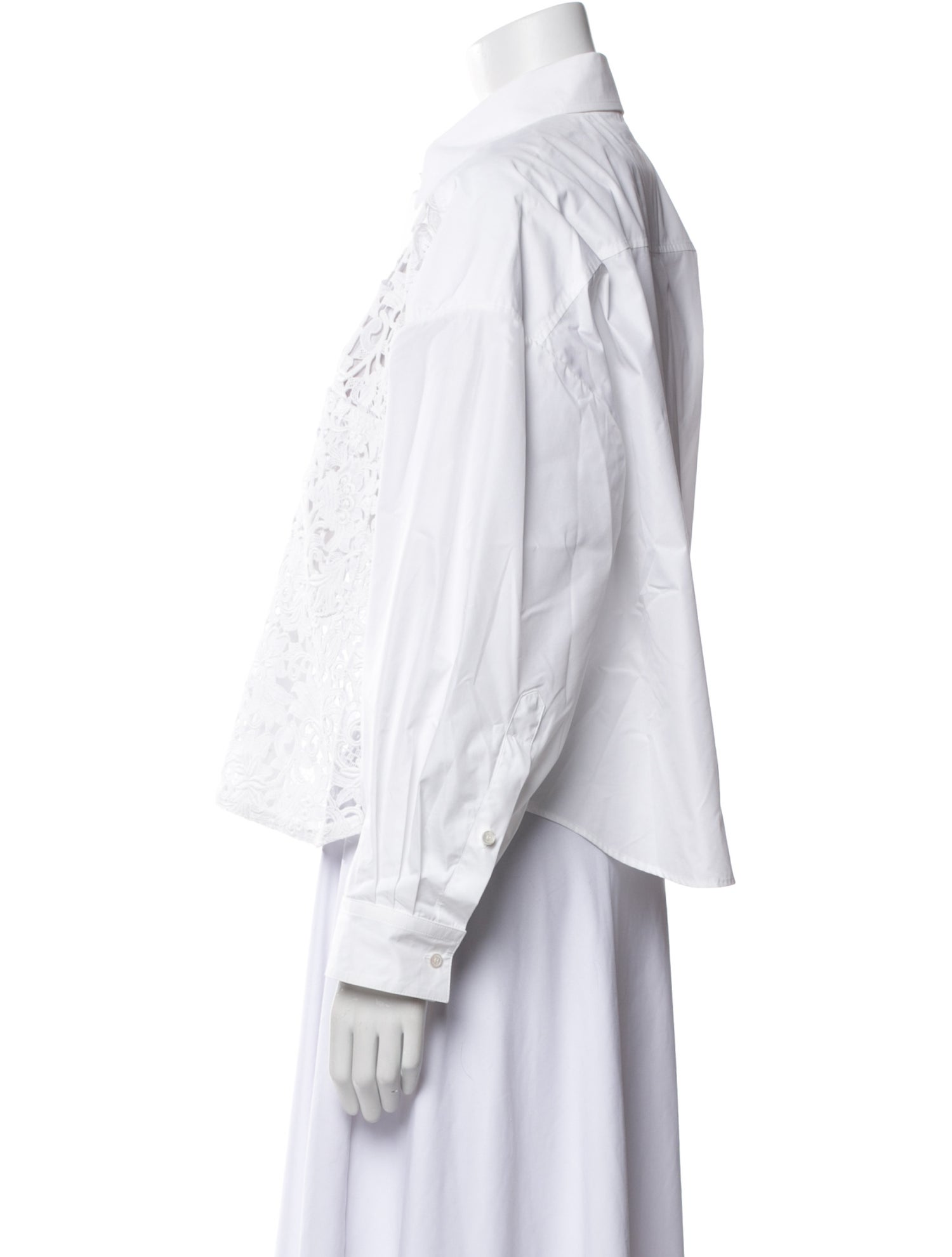 Valentino Lace Pattern Long Sleeve Button-Up Top