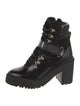Valentino Leather Faux Fur Trim Combat Boots