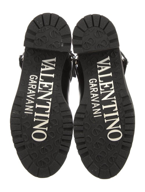 Valentino Leather Faux Fur Trim Combat Boots