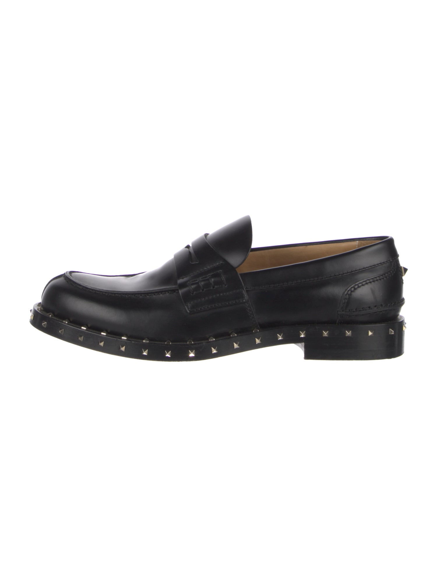 Valentino Rockstud Accents Leather Loafers