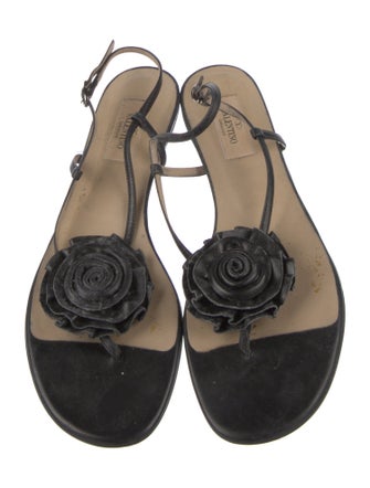 Valentino Leather T-Strap Sandals
