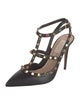 Valentino Rockstud Accents Leather T-Strap Pumps