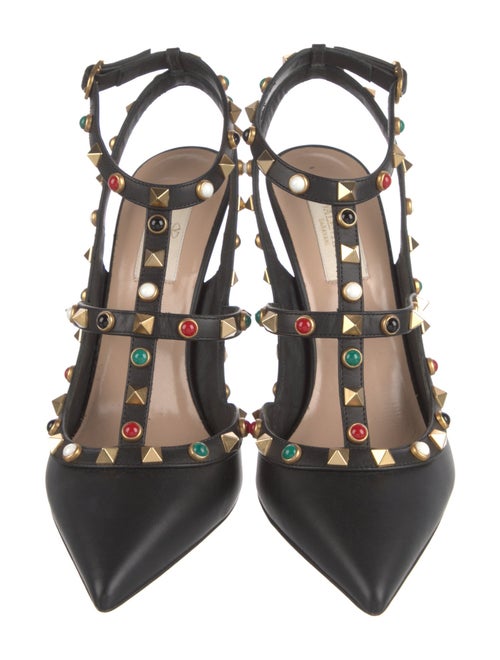 Valentino Rockstud Accents Leather T-Strap Pumps