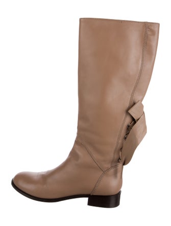 Valentino Leather Bow Accents Riding Boots