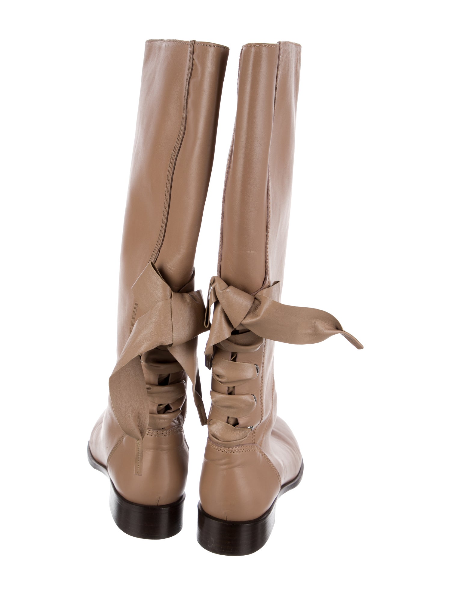 Valentino Leather Bow Accents Riding Boots
