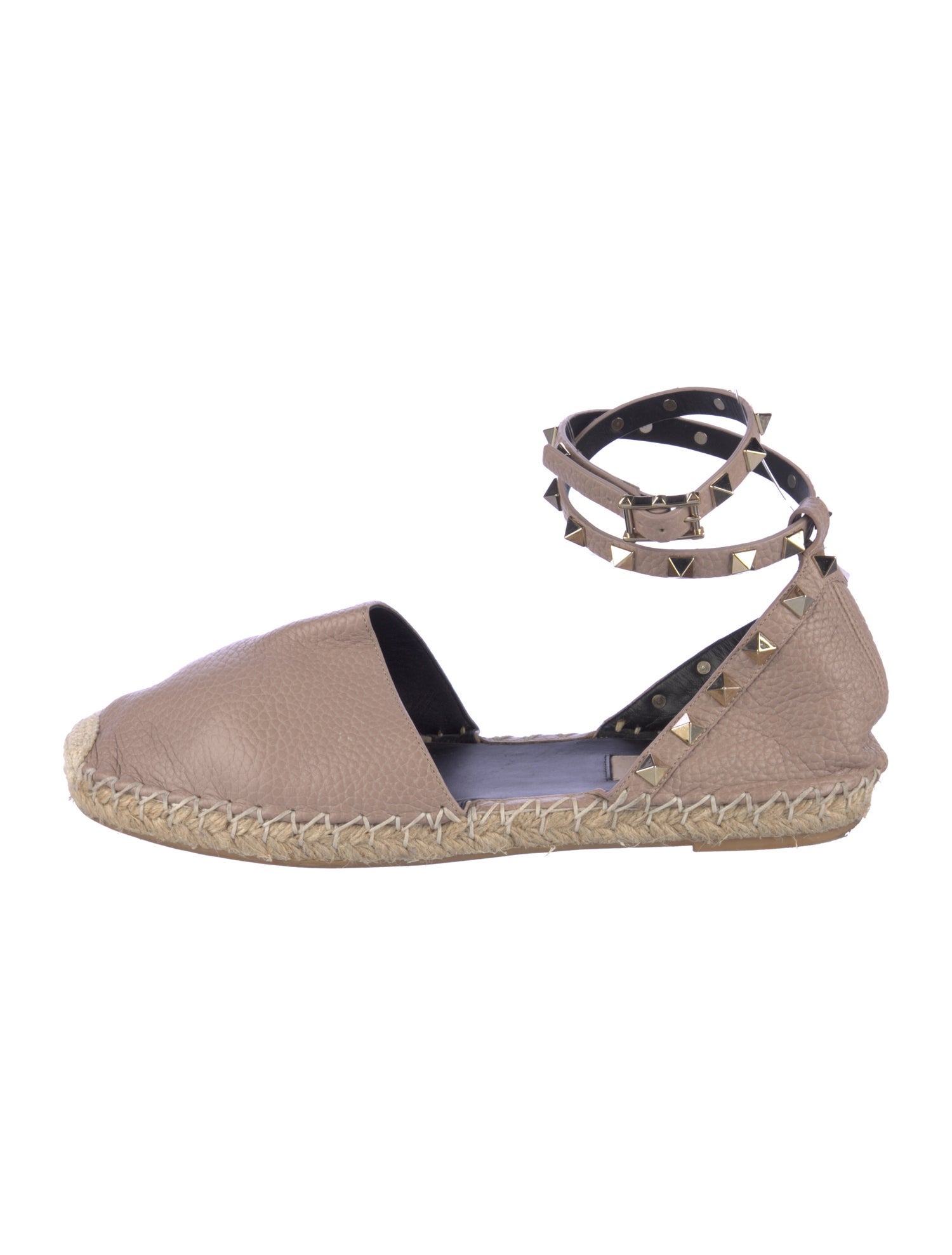 Valentino Rockstud Accents Leather Espadrilles
