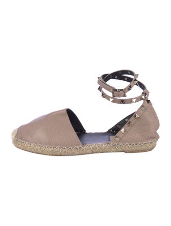 Valentino Rockstud Accents Leather Espadrilles