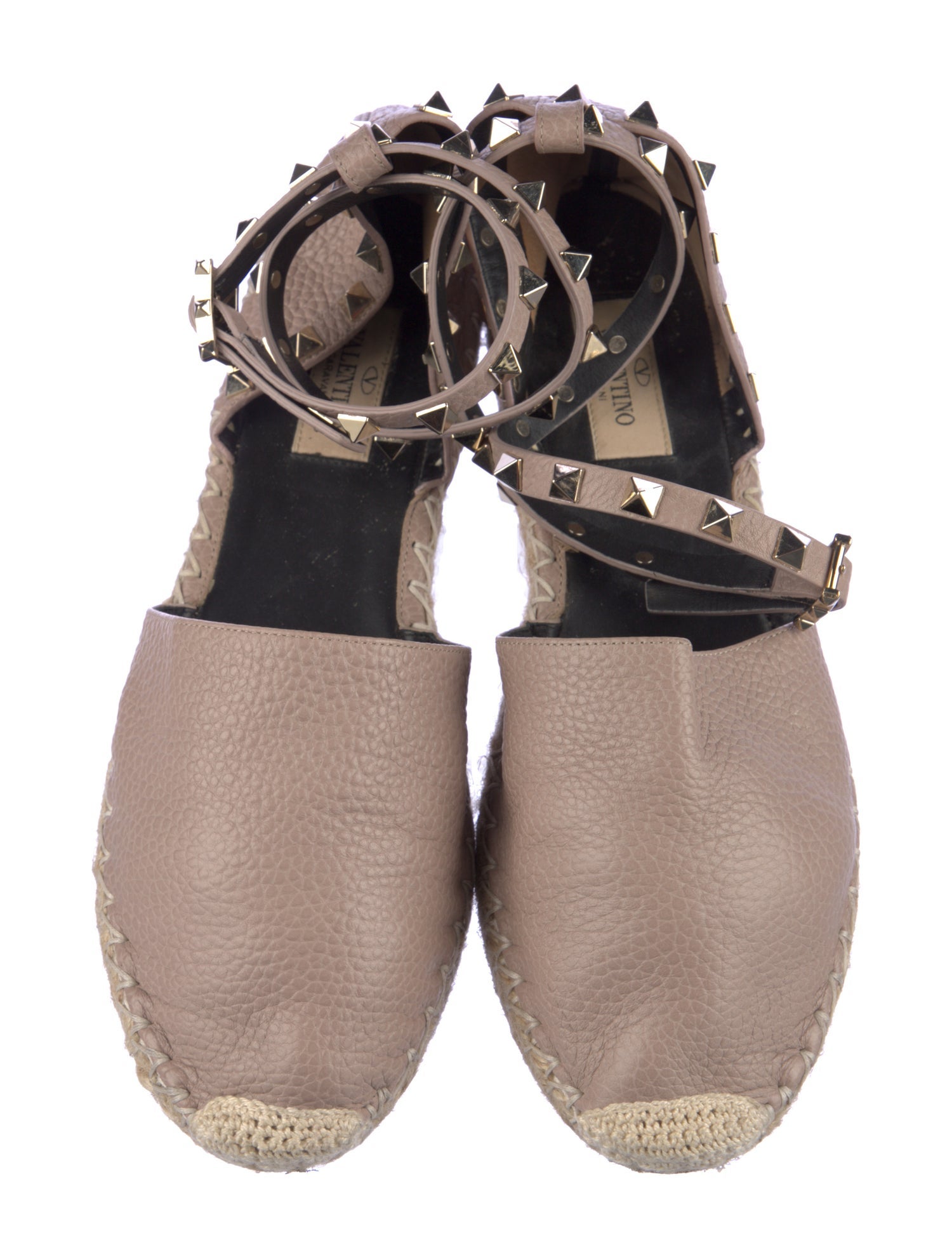Valentino Rockstud Accents Leather Espadrilles