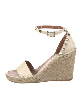 Valentino Rockstud Accents Leather Espadrilles