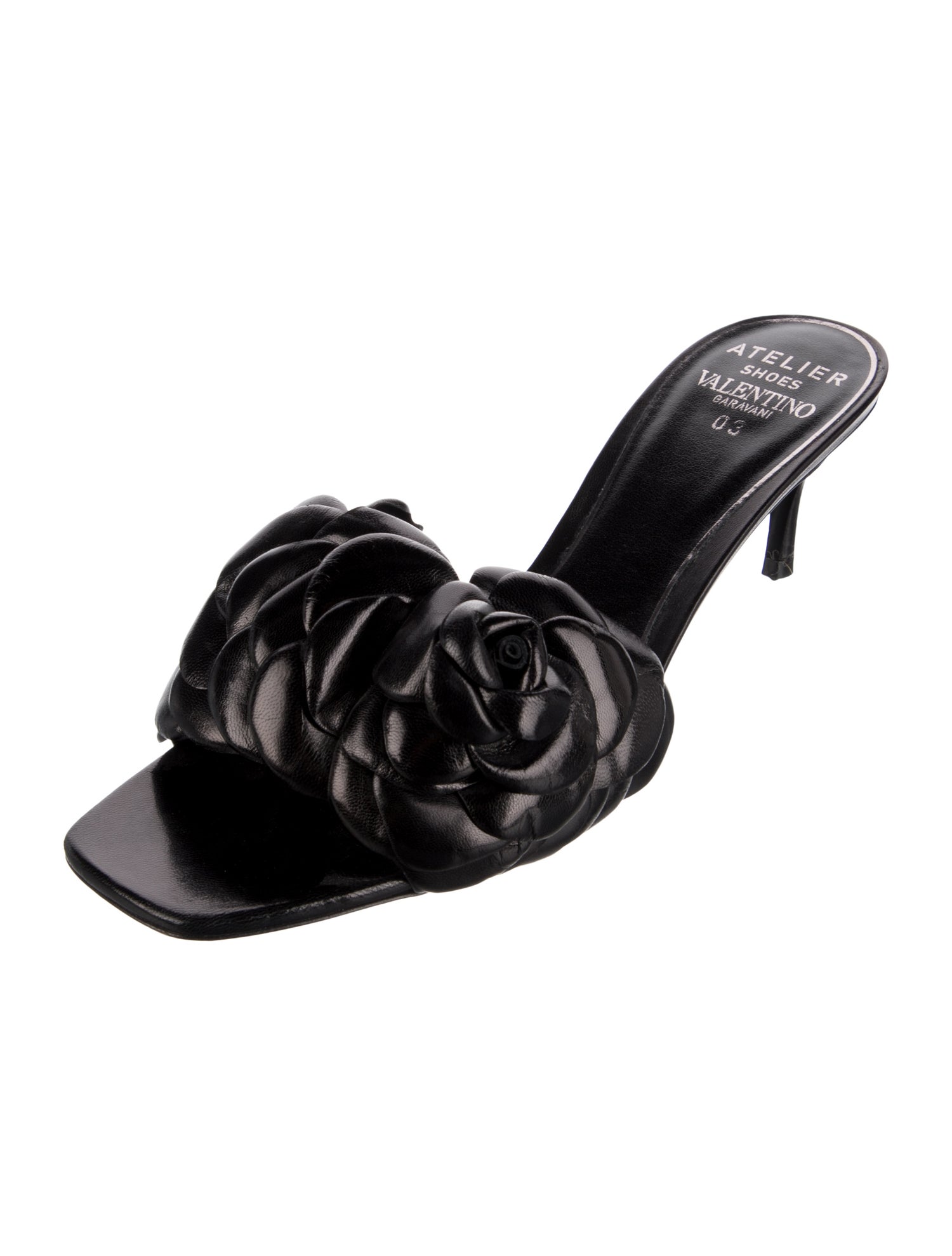 Valentino Mambo Rose Print Leather Slides