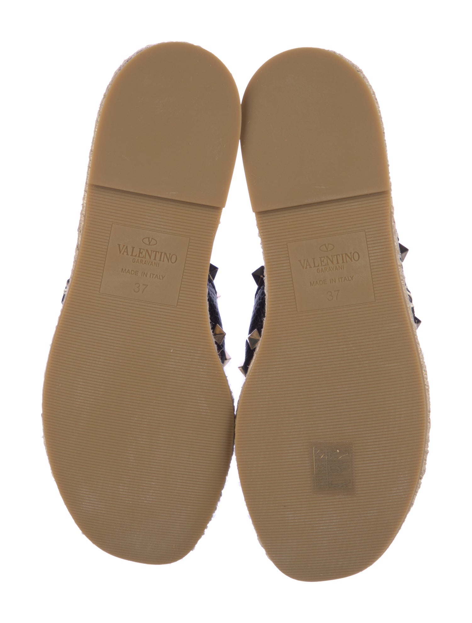 Valentino Rockstud Accents Leather Espadrilles