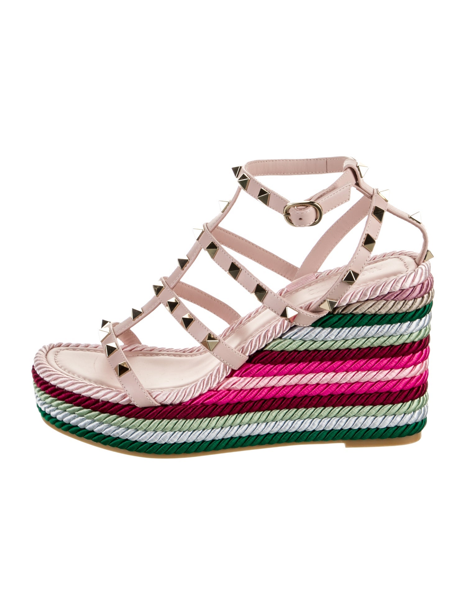 Valentino Rockstud Accents Leather Espadrilles