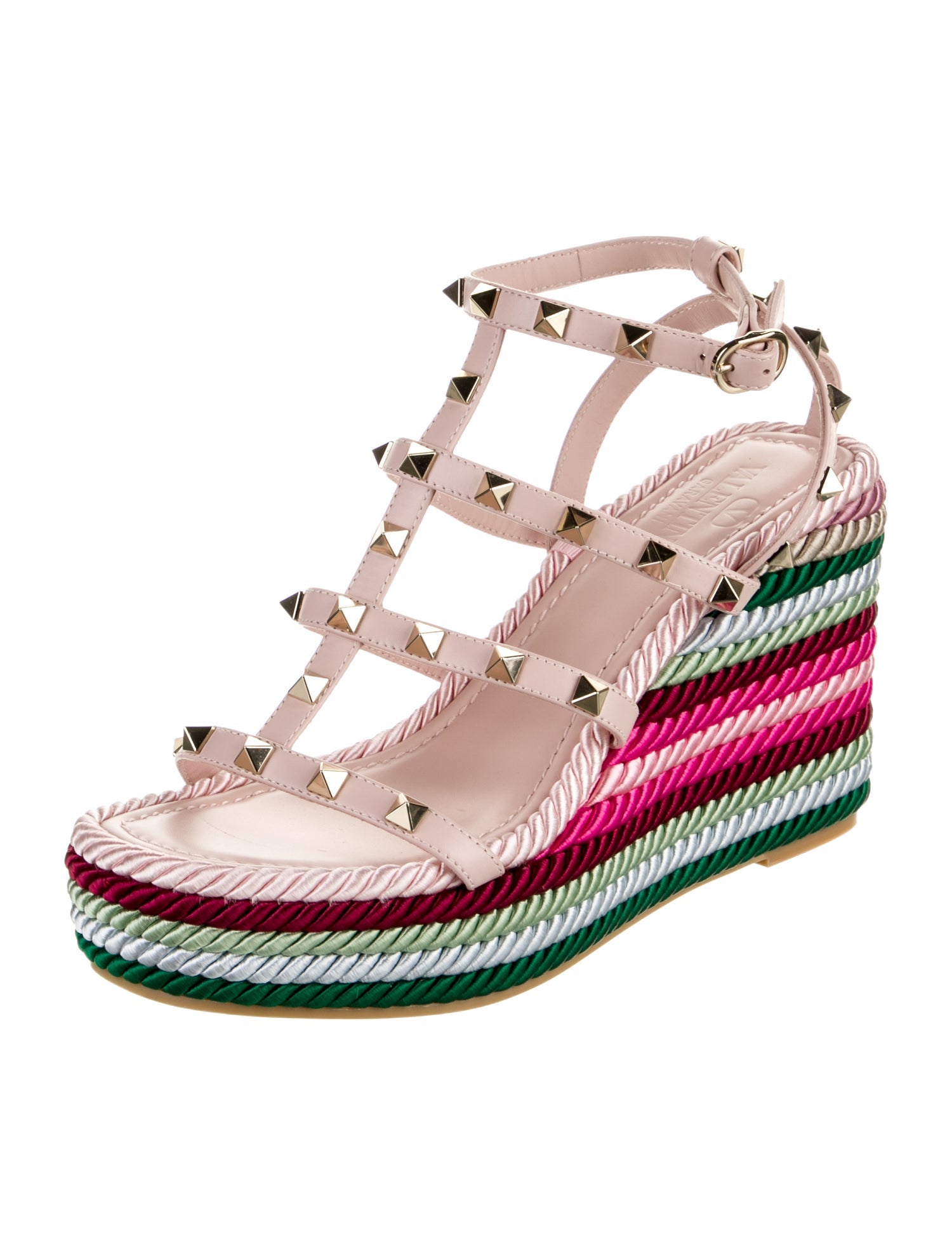 Valentino Rockstud Accents Leather Espadrilles