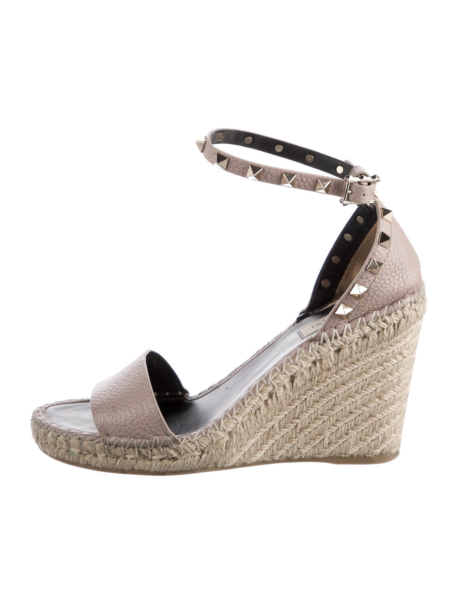 Valentino Rockstud Accents Leather Espadrilles