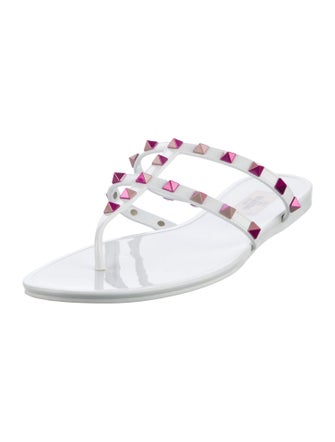 Valentino Rockstud Accents Rubber Slides