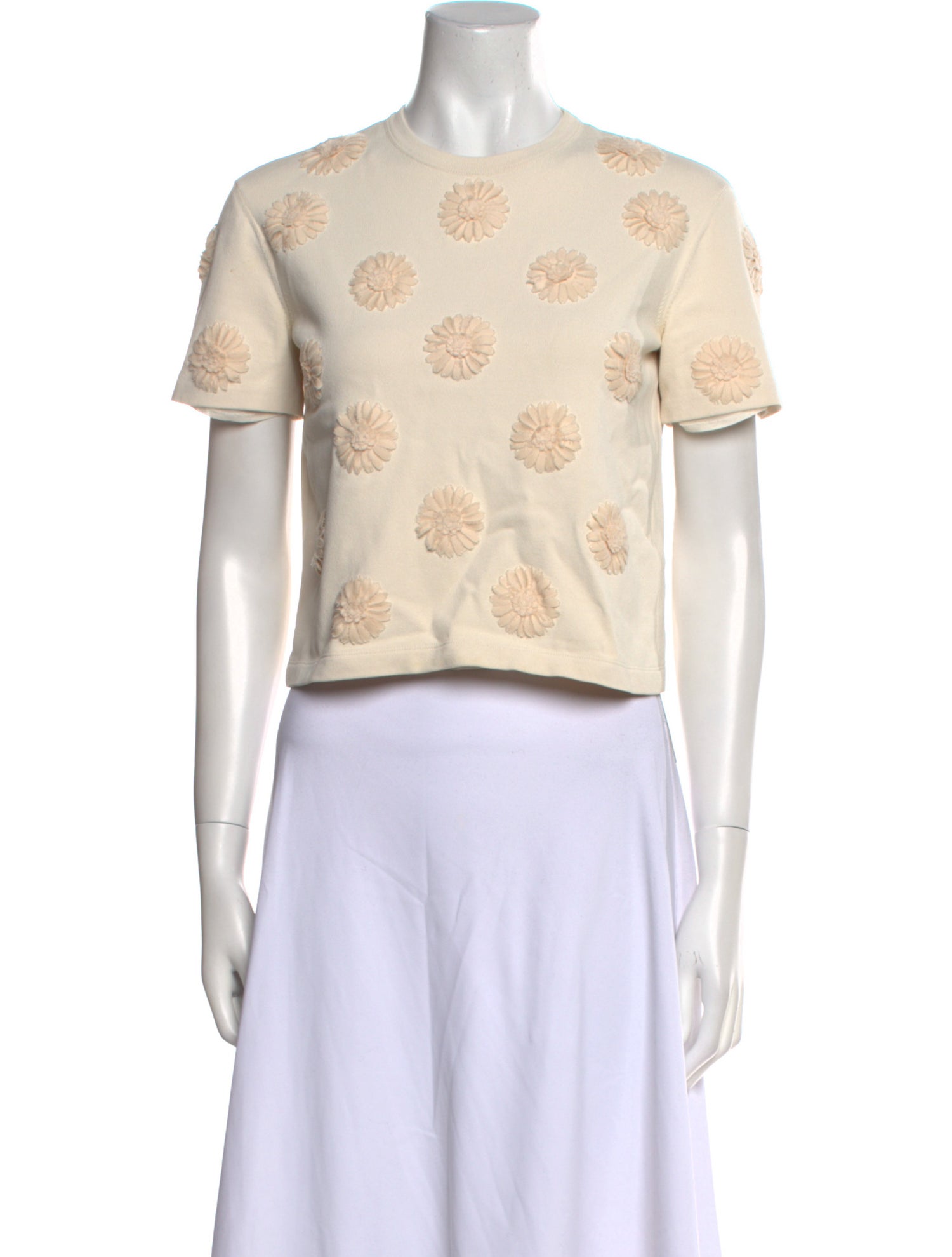 Valentino Floral Print Crew Neck Crop Top
