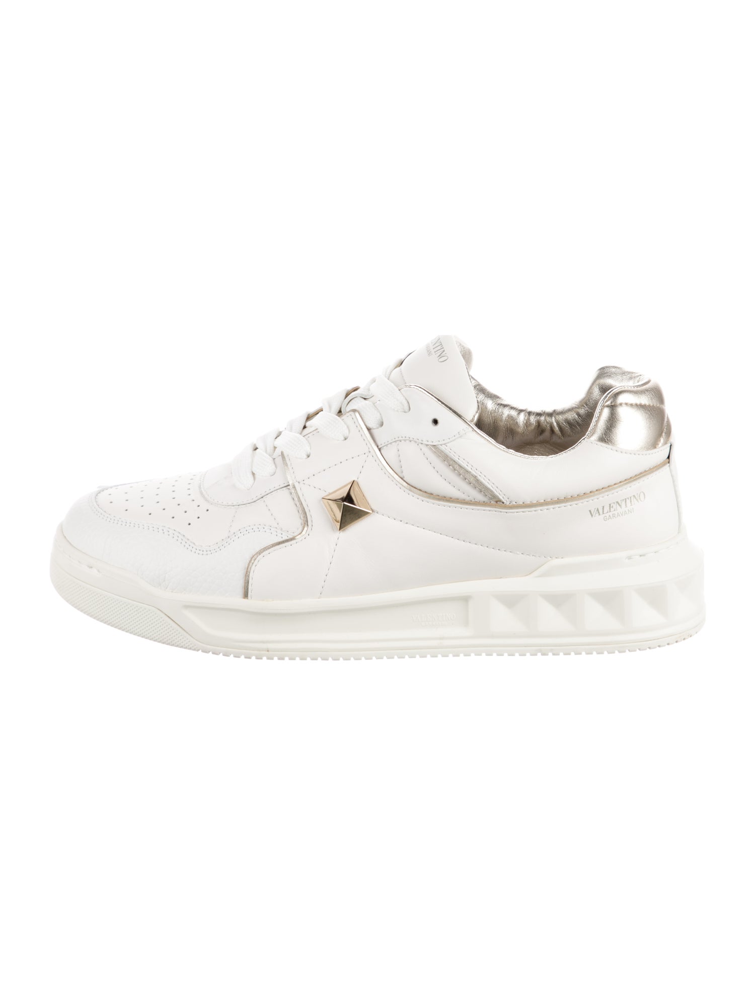 Valentino Rockstud Accents Leather Sneakers