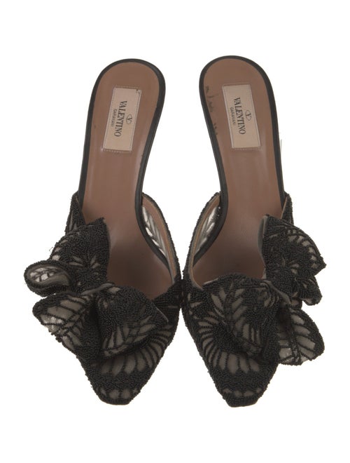 Valentino Mesh Bow Accents Mules