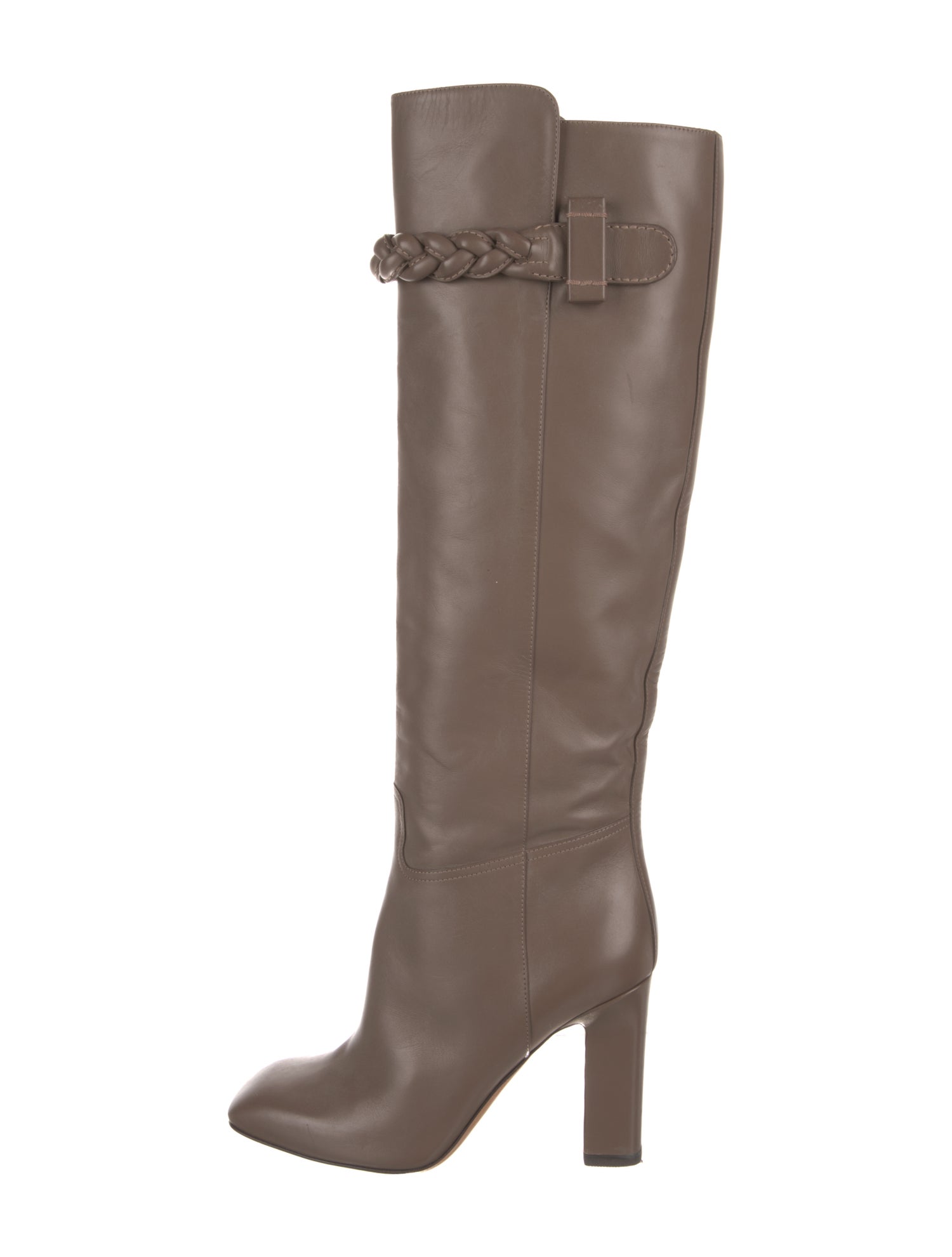 Valentino Leather Braided Accents Boots