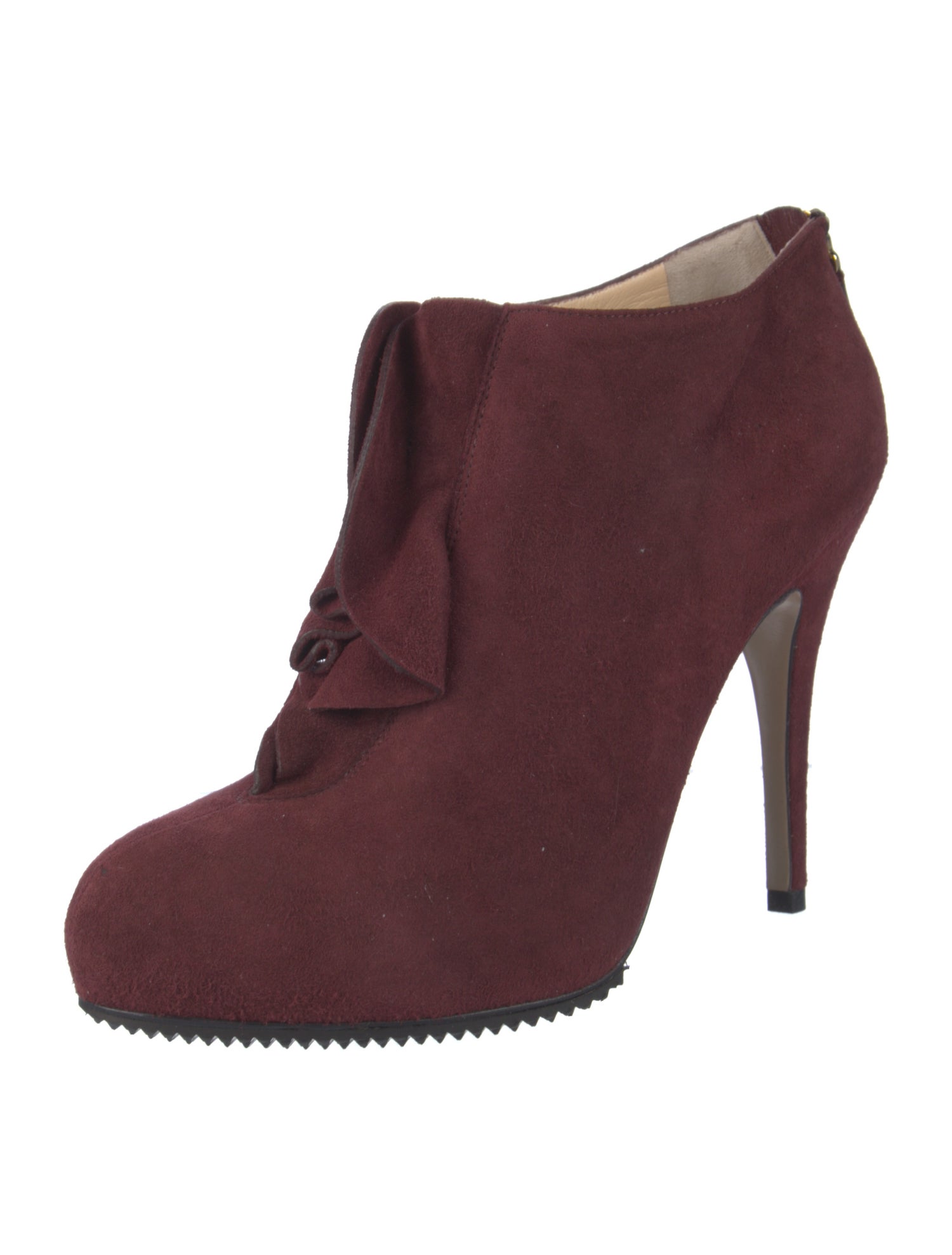 Valentino Suede Ruffle Embellishment Pumps