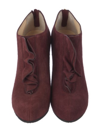 Valentino Suede Ruffle Embellishment Pumps