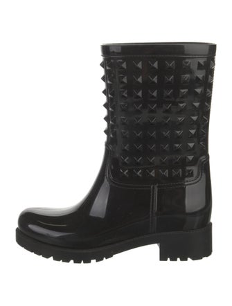 Valentino Rockstud Accents Rubber Rain Boots